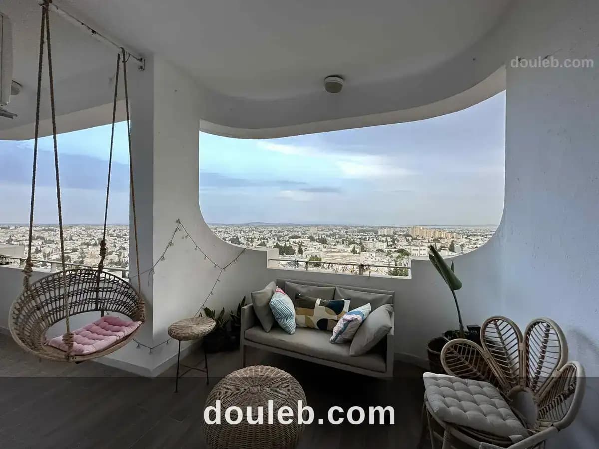 Appart s3 meublé avec vue panoramique à menzah 6 à Ariana