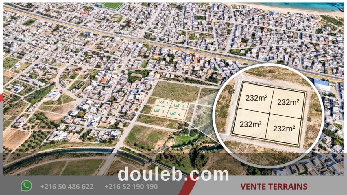 Terrain de231 m2 à 520 dt le m2 à Ben Arous