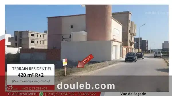 Terrain de 420m2 à 550 d le m2 à Nabeul