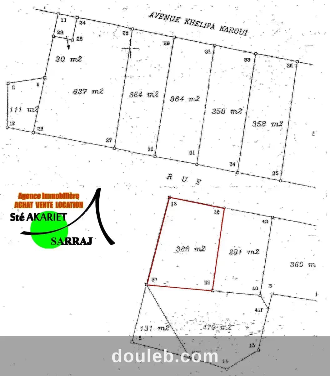 Terrain 388m pas loin lotissement afh vers jaouhra à Sousse