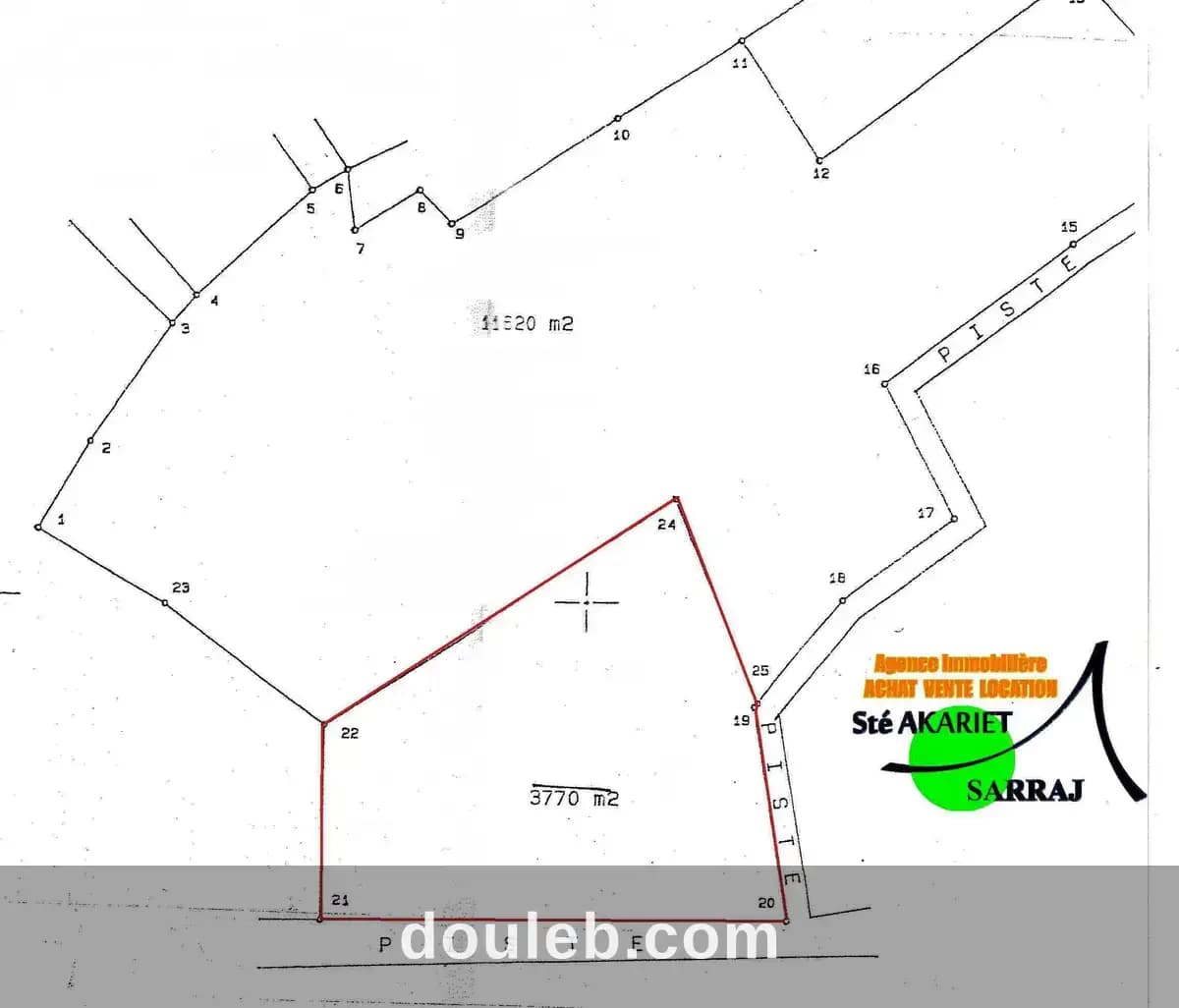 Terrain 3770m et façades 95m chott romaine akouda à Sousse