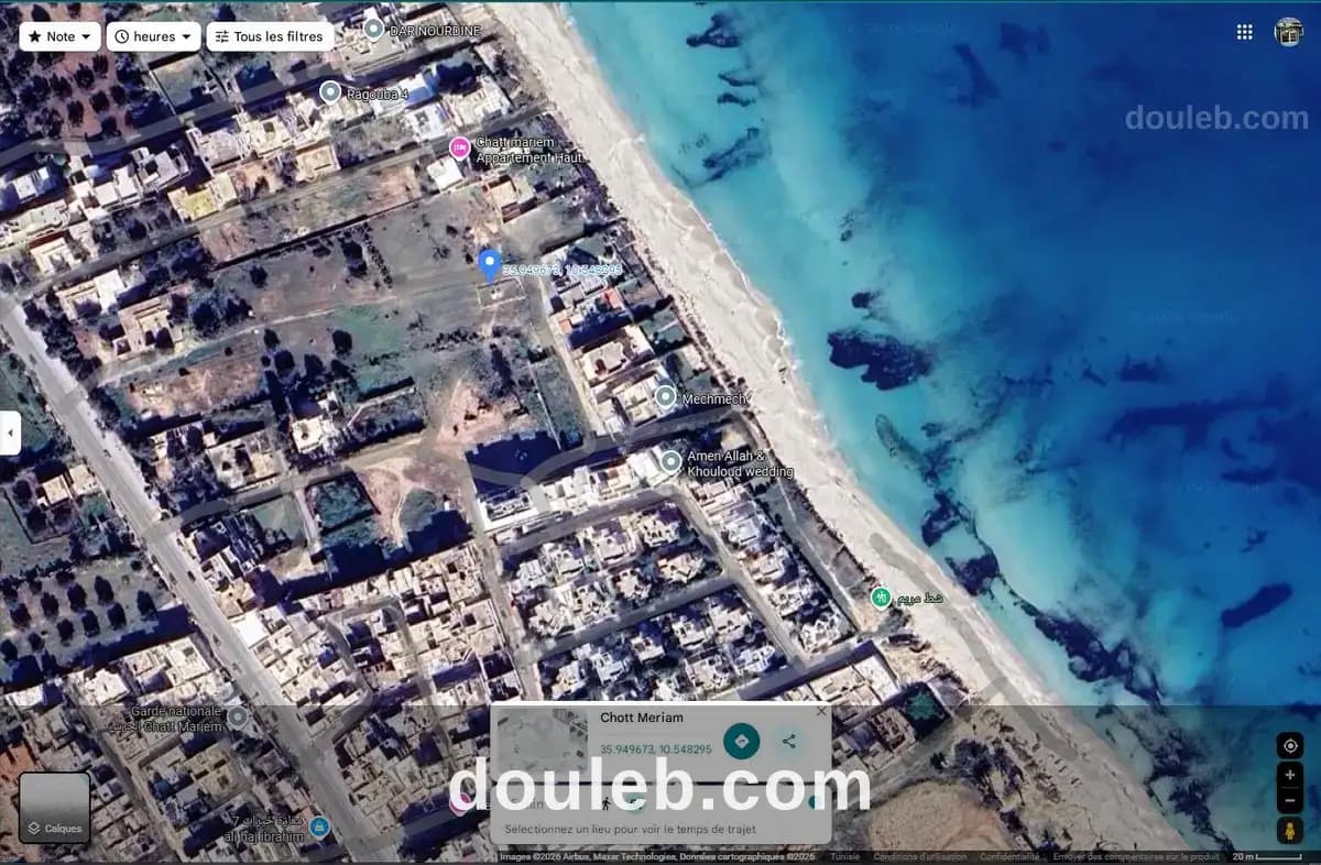 Lot 219m au 2éme position de la plage chatt mariem à Sousse