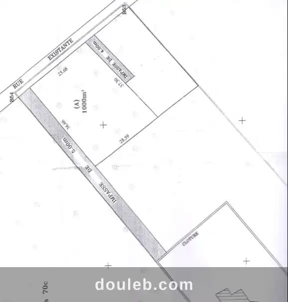 Terrain 1000m2 titre foncier individuel à Ariana