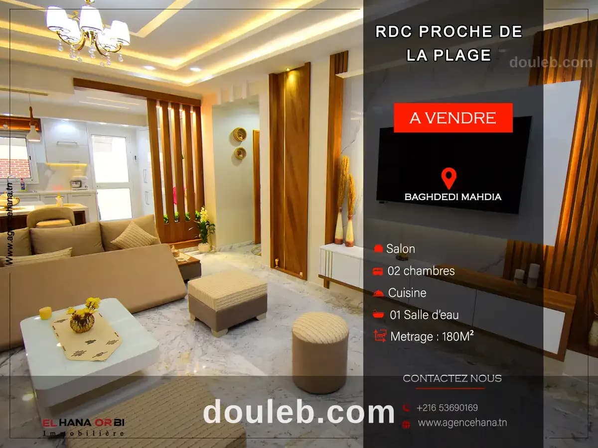 Un rdc proche de la plage baghdedi mahdia à Mahdia