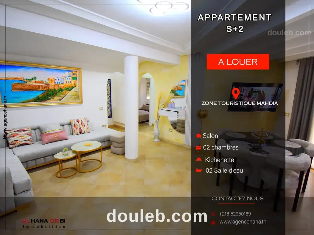 Pour vacances s2 en plein zone touristique à Mahdia