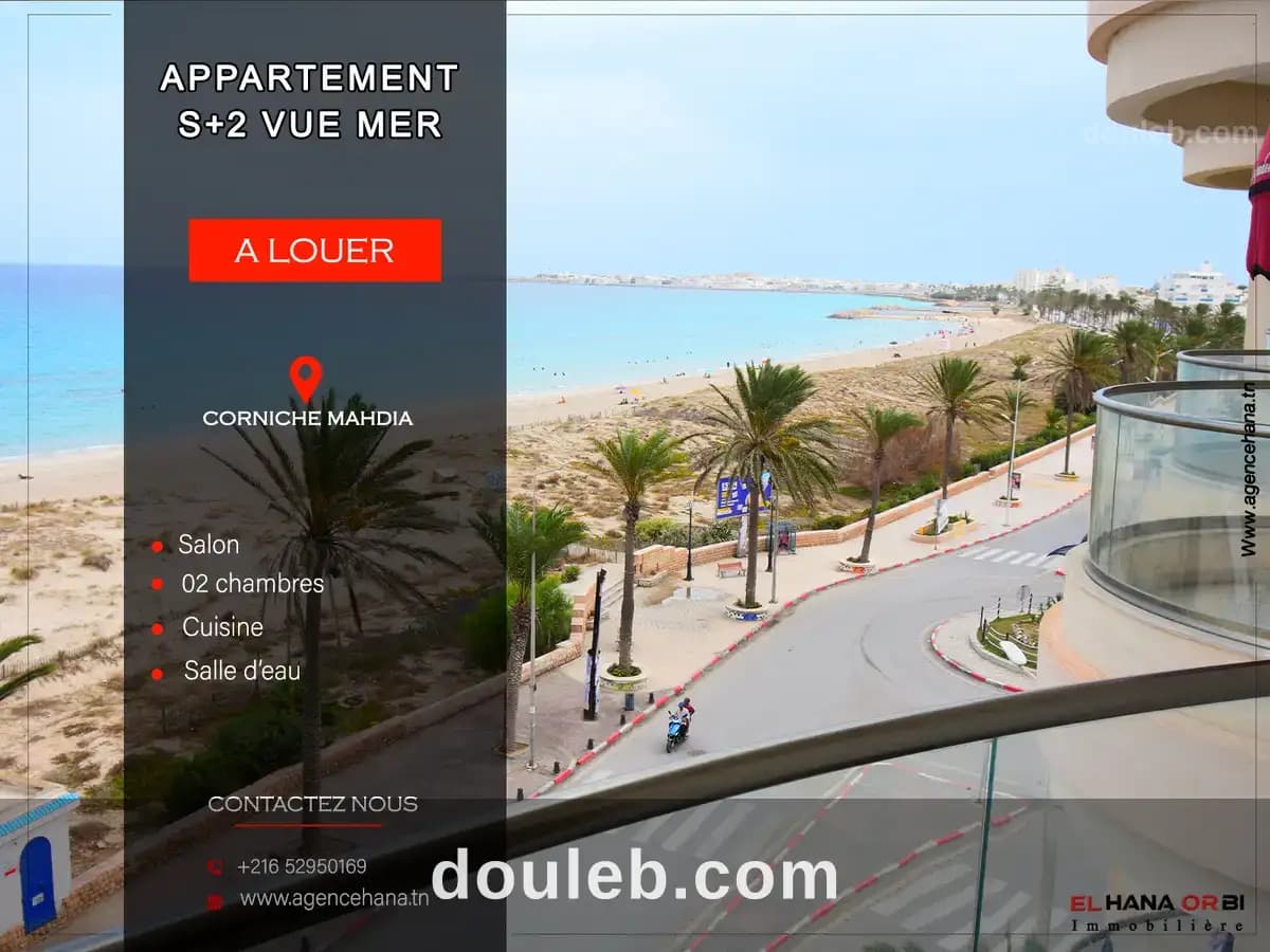 App s2 rz l espadon vue mer pour vacance à Mahdia