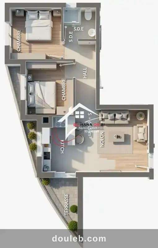 App s2 avec piscine projet sur plan mahdia à Mahdia