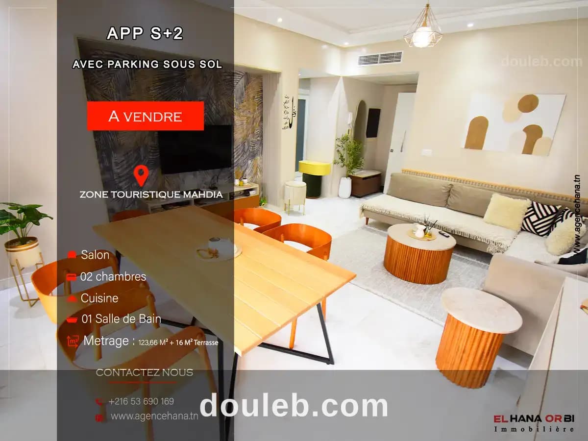 Appartement s2 meublé avec parking à mahdia à Mahdia