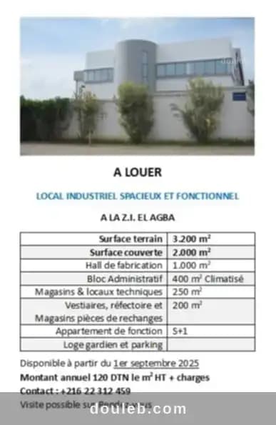 Local industriel spacieux et fonctionnel à Tunis