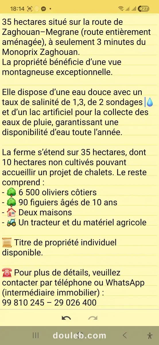 Opportunité 35 hectars à zaghouen - Miniature 5