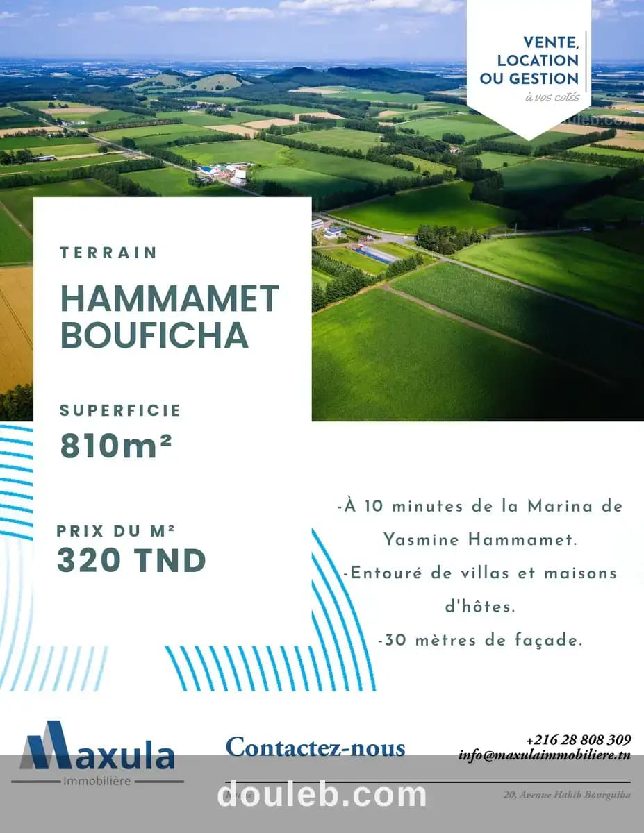 Terrain de 810m a bouficha à Sousse