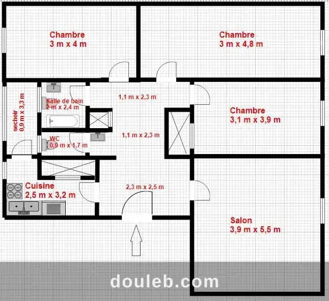 Appartement salon plus 3 chambres a manouba centre - Miniature 5