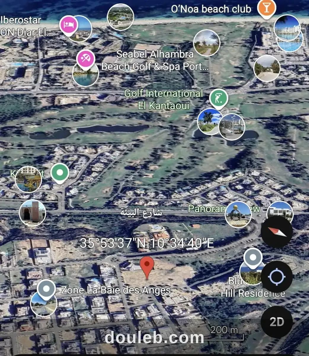 Terrain de 1700 m à les bais de anges à Sousse