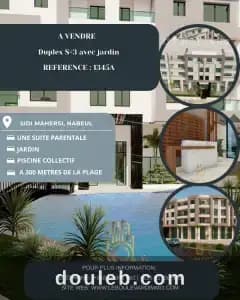 A duplex s2 avec jardin sidi ref1345a à Nabeul