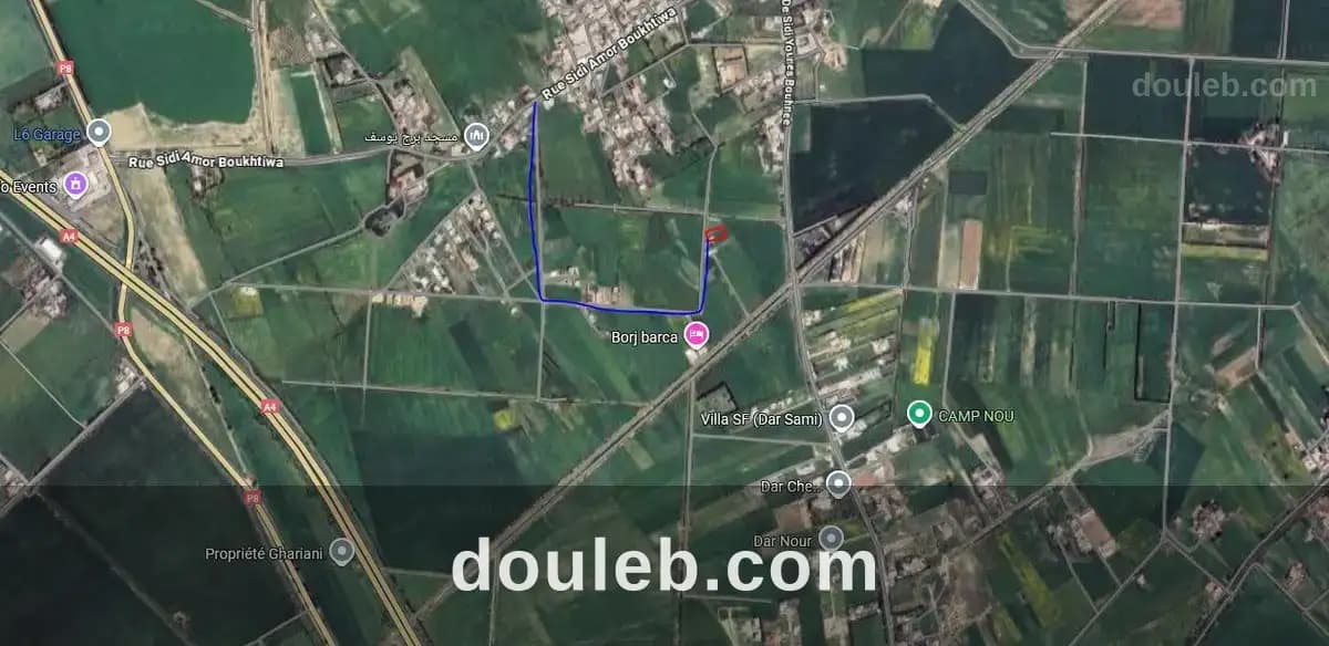 Terrain de 712 m2 à 92000dt à Ariana