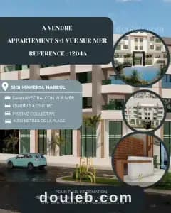 A appartement s1 vue mer sidi ref1204a à Nabeul