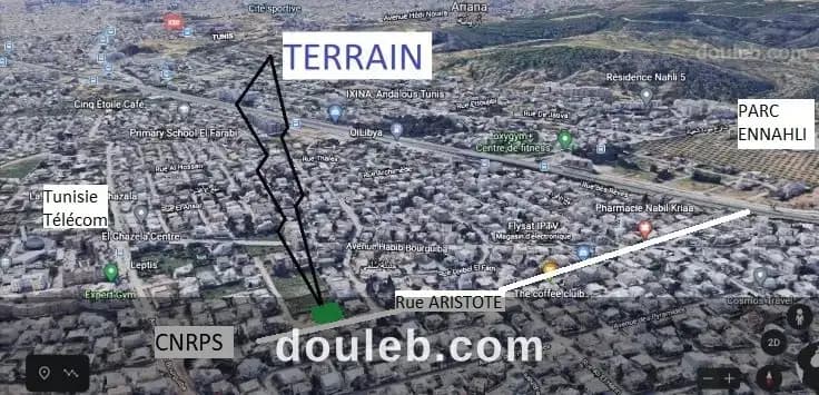Terrain nu zone résidentielle potentiel commercial à Ariana