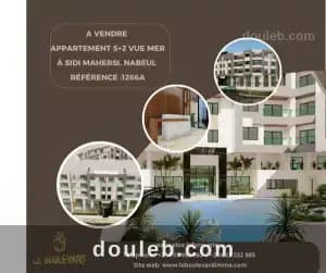 Appartement s2 vue mer sidi mahersi ref1266a à Nabeul