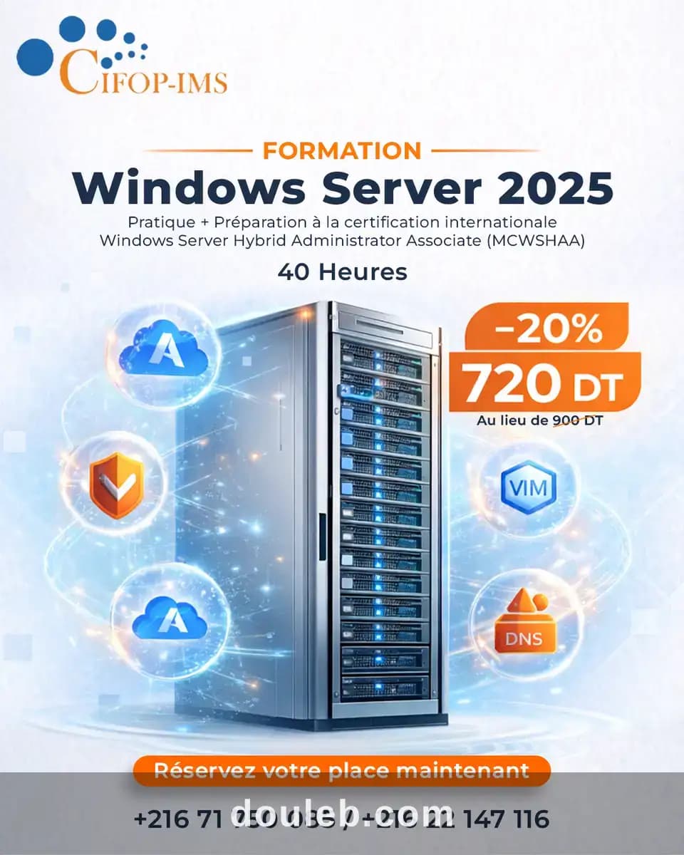 Formation windows server 2025 à Tunis