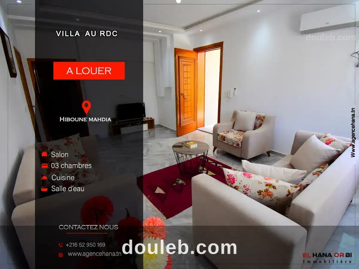 Villa au rdc pour vacances à Mahdia