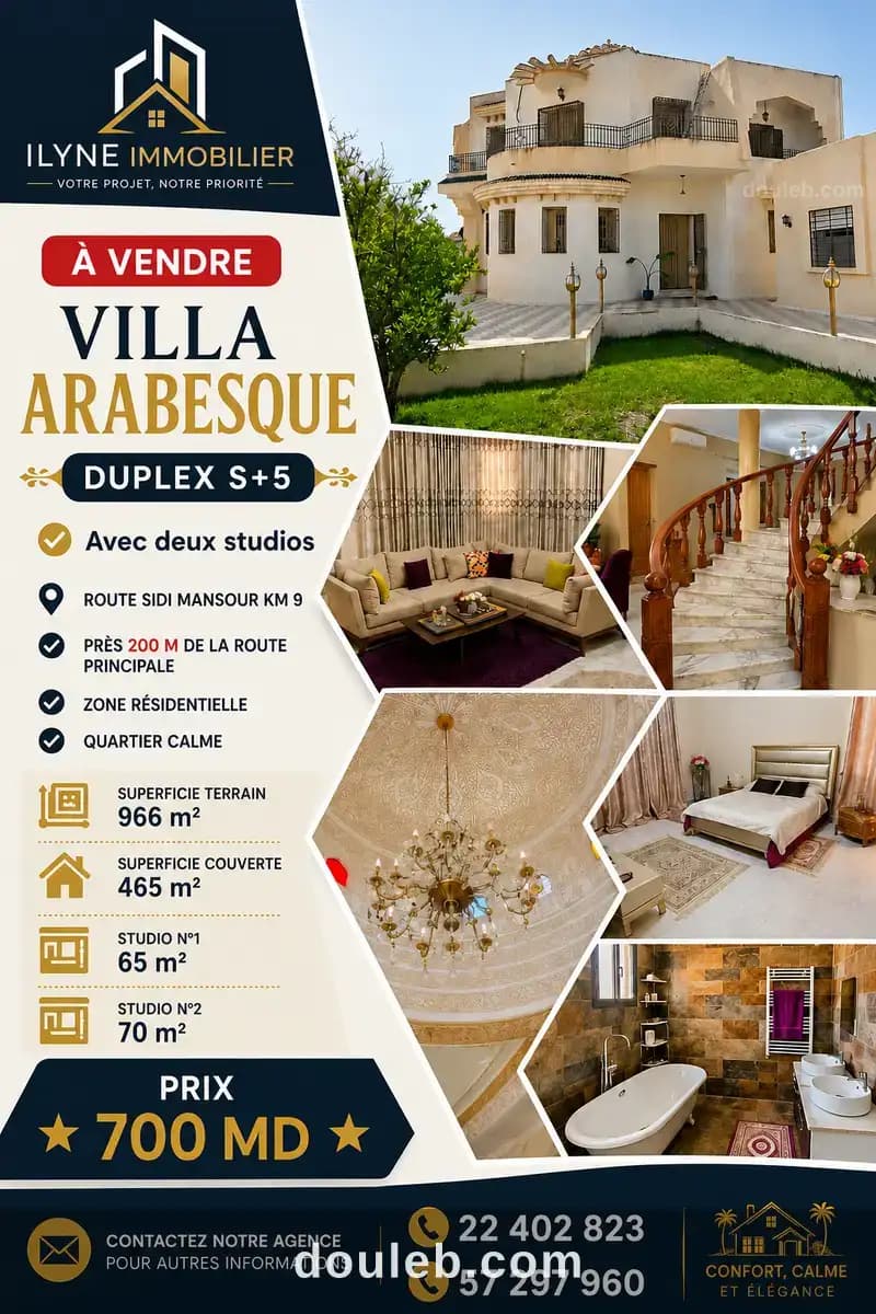 Villa arabesque duplex route sidi mansour km 9 à Sfax
